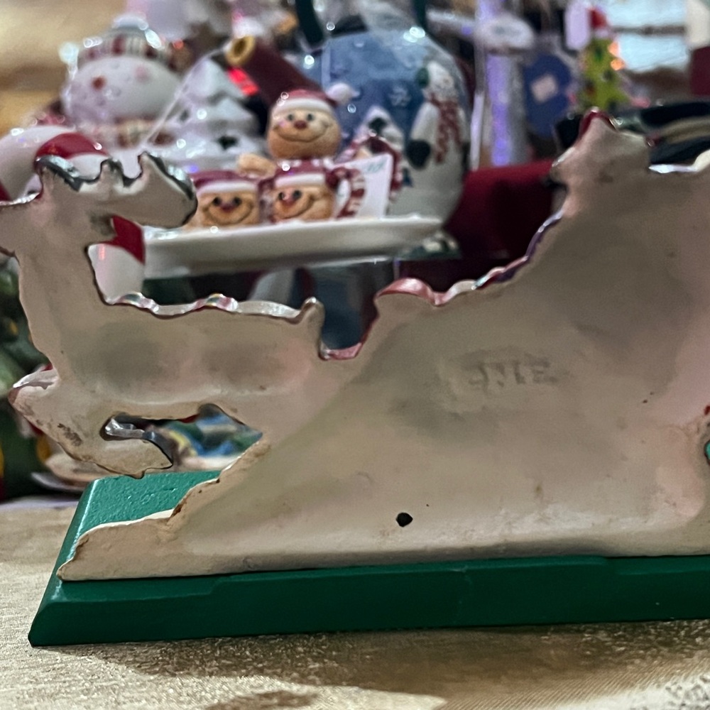 Mary Engelbreit Cast Iron Santa and Reindeer Double Stocking hanger New Vintage - Picture 10 of 10